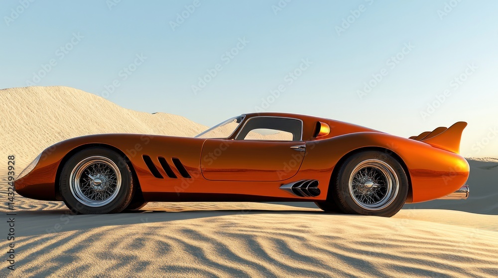 Obraz premium Orange sports car in desert (1)