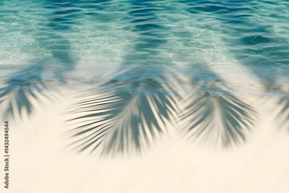 Palm Shadows Dance on Sandy Beach