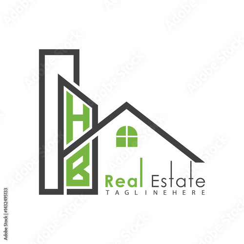 initial monogram logo for real estate with Home and Building shape creative design.	