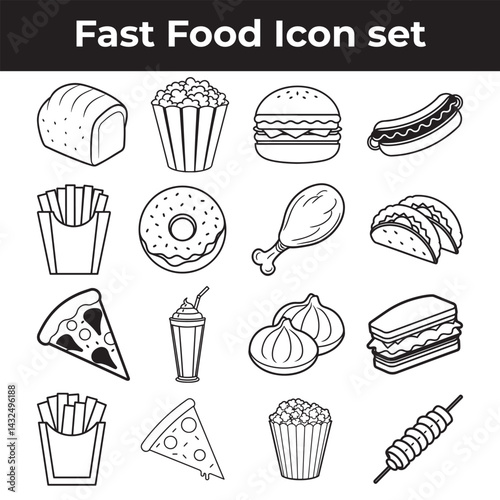 fast food icons set