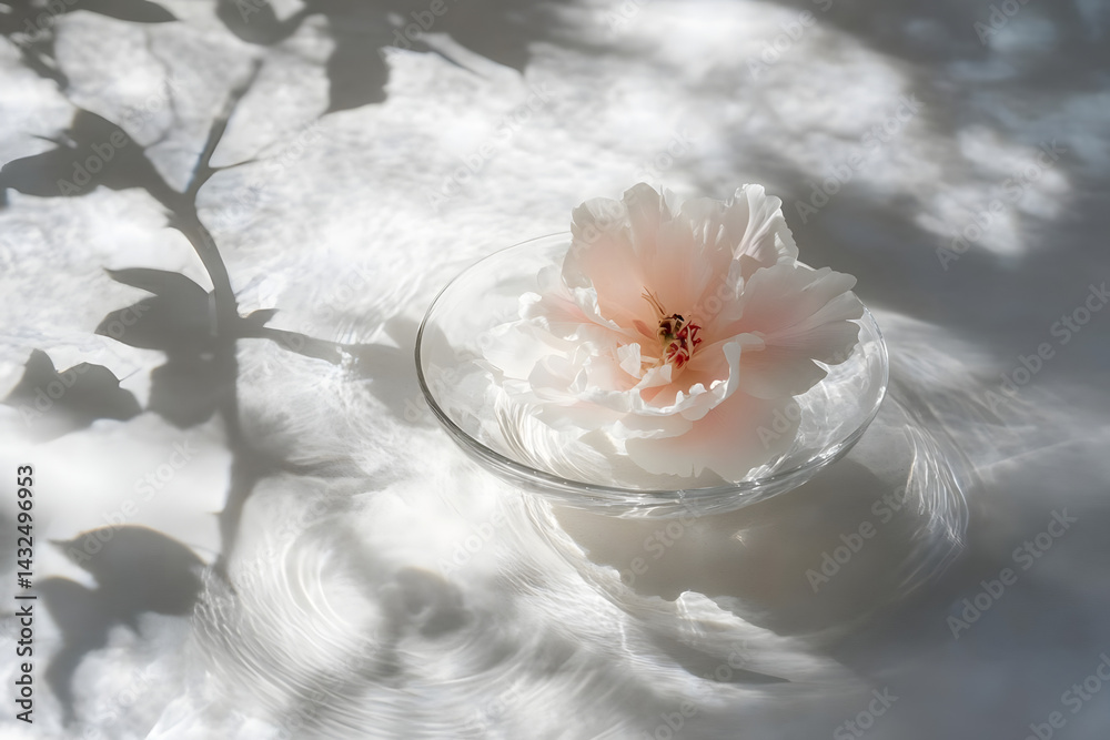 Flower in Glass Bowl, Sunlight Shadows