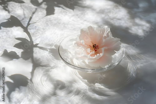 Obraz na płótnie Flower in Glass Bowl, Sunlight Shadows w salonie