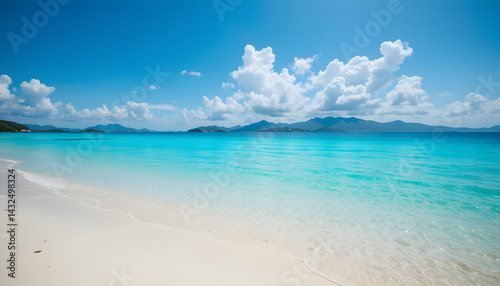 tropical beach with blue sky