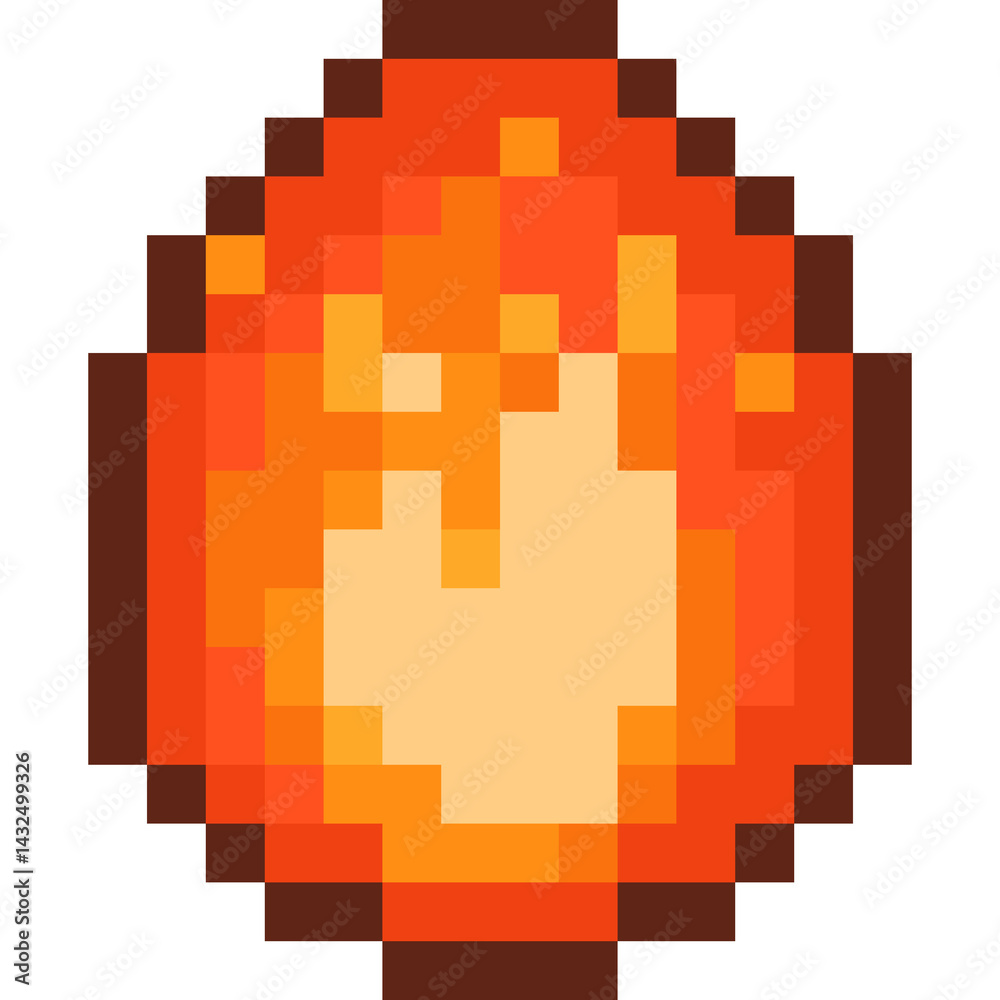 Obraz premium Pixel fire dragon egg icon.