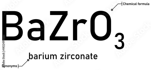 Barium zirconate chemical formula and synonyms with callout titles