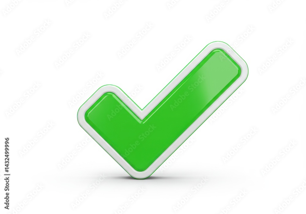 Green check mark with white border on a white background symbolizing approval and correctness Green check mark with white border on a white background symbolizing approval and correctness