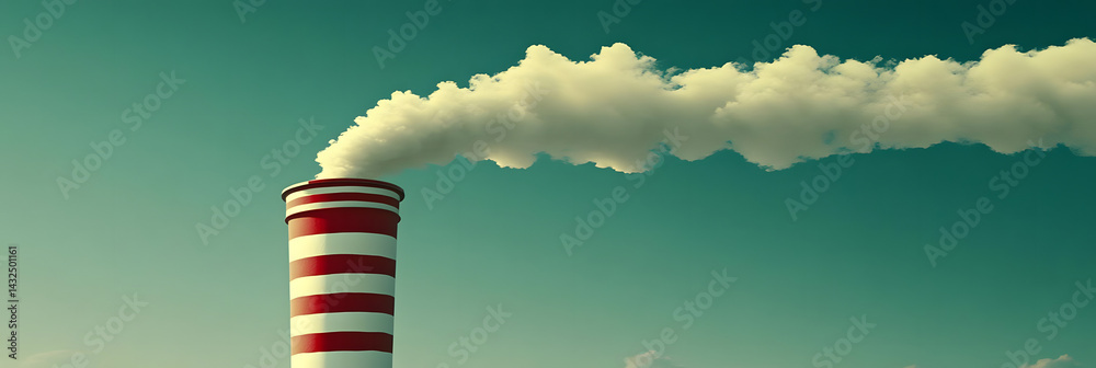 Factory Smoke Stack Emissions Rise High