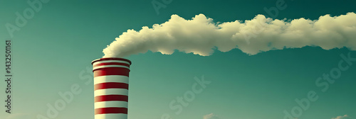 Obraz na płótnie Factory Smoke Stack Emissions Rise High w salonie