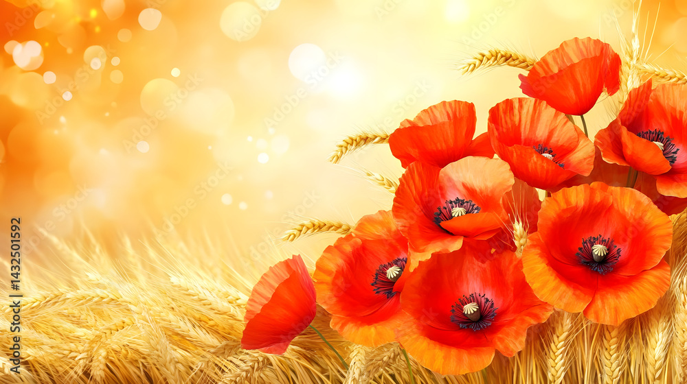 Poppies Bloom in Golden Wheat Fields
