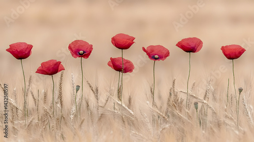 Obraz na płótnie Red Poppies Bloom in Wheat Field w salonie