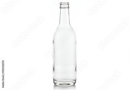 Wallpaper Mural Empty clear glass bottle stands upright on a white surface, ready for filling or reuse Torontodigital.ca