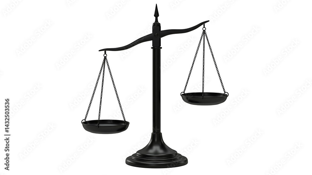 Balance Scale with Black Finish Isolated on Transparent Background Balance Scale with Black Finish Isolated on Transparent Background