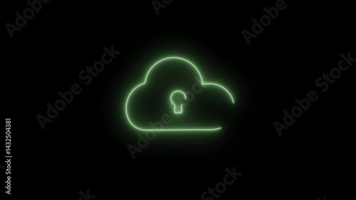 Cloud Computing Concept, Safety Uploading and Downloading Data from Cloud Storage via Internet Infographic, 3D Cloud Technology, Padlock Privacy Icon and Hologram Background