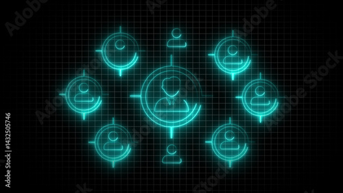 Social network modern flat interface on blue background 3D rendering