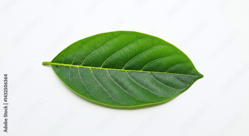Fototapeta premium Isolated jackfruit leaf on a white background, generative ai