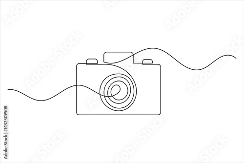 Camera icon continuous one line drawing and minimalist style isolate outline vector illustration