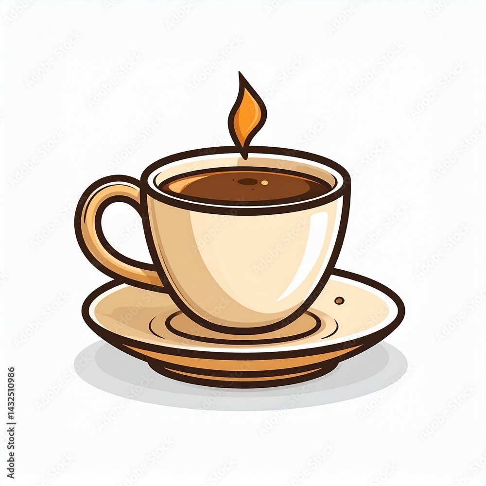 Fototapeta premium cup of coffee with smoke icon logo with cartoon illustration in high resolution