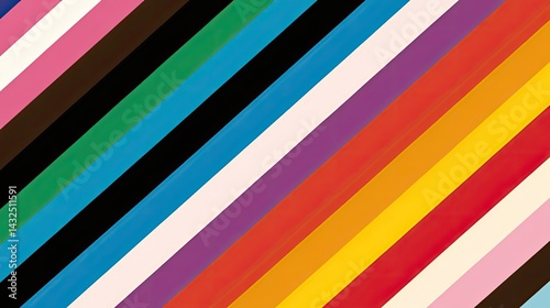 Wallpaper Mural Diagonal Arrangement of Pink, Brown, Black, Green, Blue, and Rainbow Color Stripes Torontodigital.ca