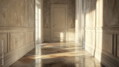White hallway with shadow gradients