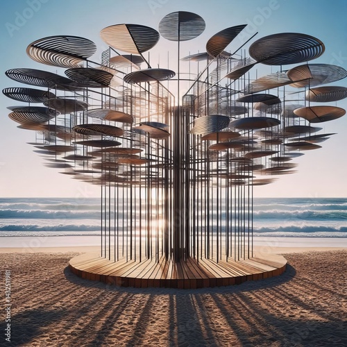 Seaside Kinetic Art On a tranquil beach with powdery sands a kin