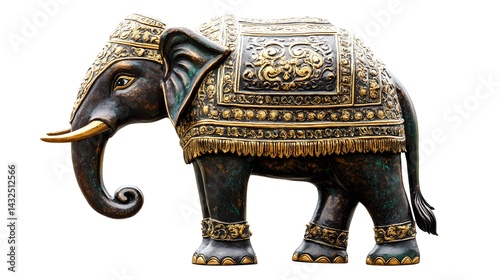 Thai Land Elephant Statue Isolated on White Background - Symbol of Thailand Culture and Tradition