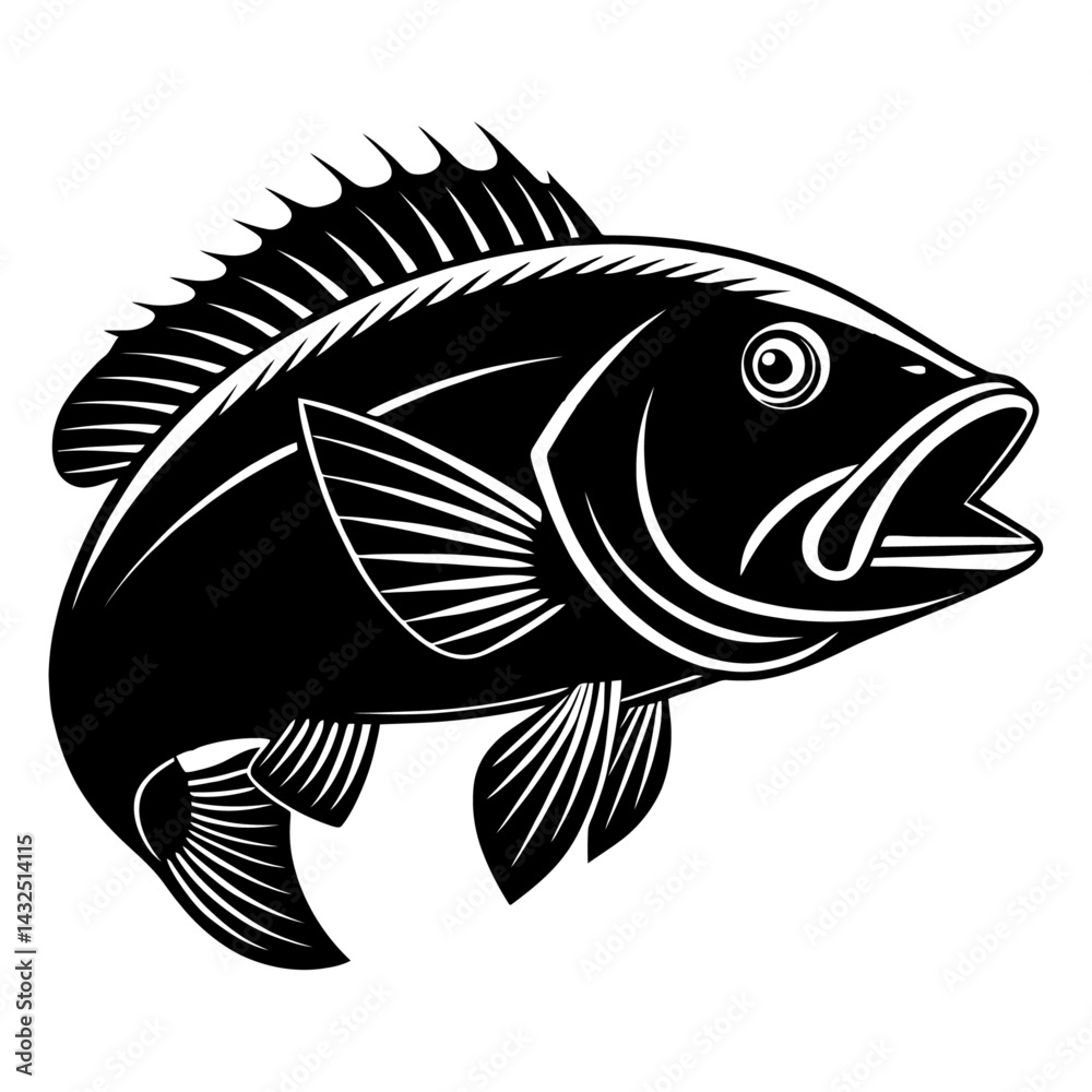 Fototapeta premium Bold Black and White Fish Silhouette Design