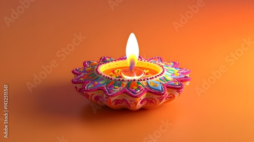 Vibrant Diwali lamp concept for festivals isolated on solid dark background