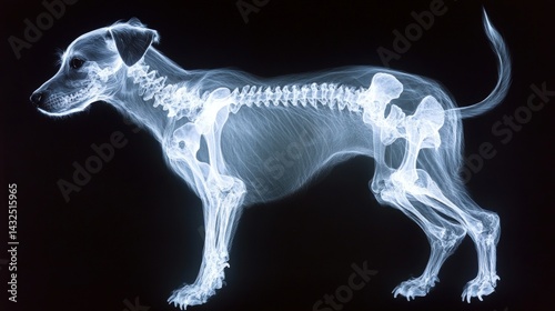 X-ray of a dog's skeleton