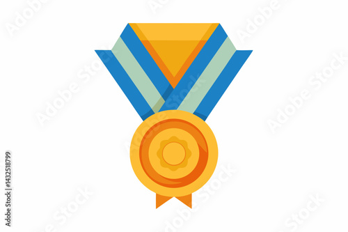 Medal With Ribbon Representing Success And a vector illustration