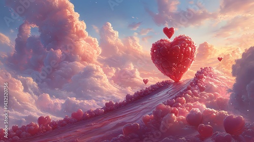 Heart-Shaped Cloudscape: A Romantic Dreamy Artwork