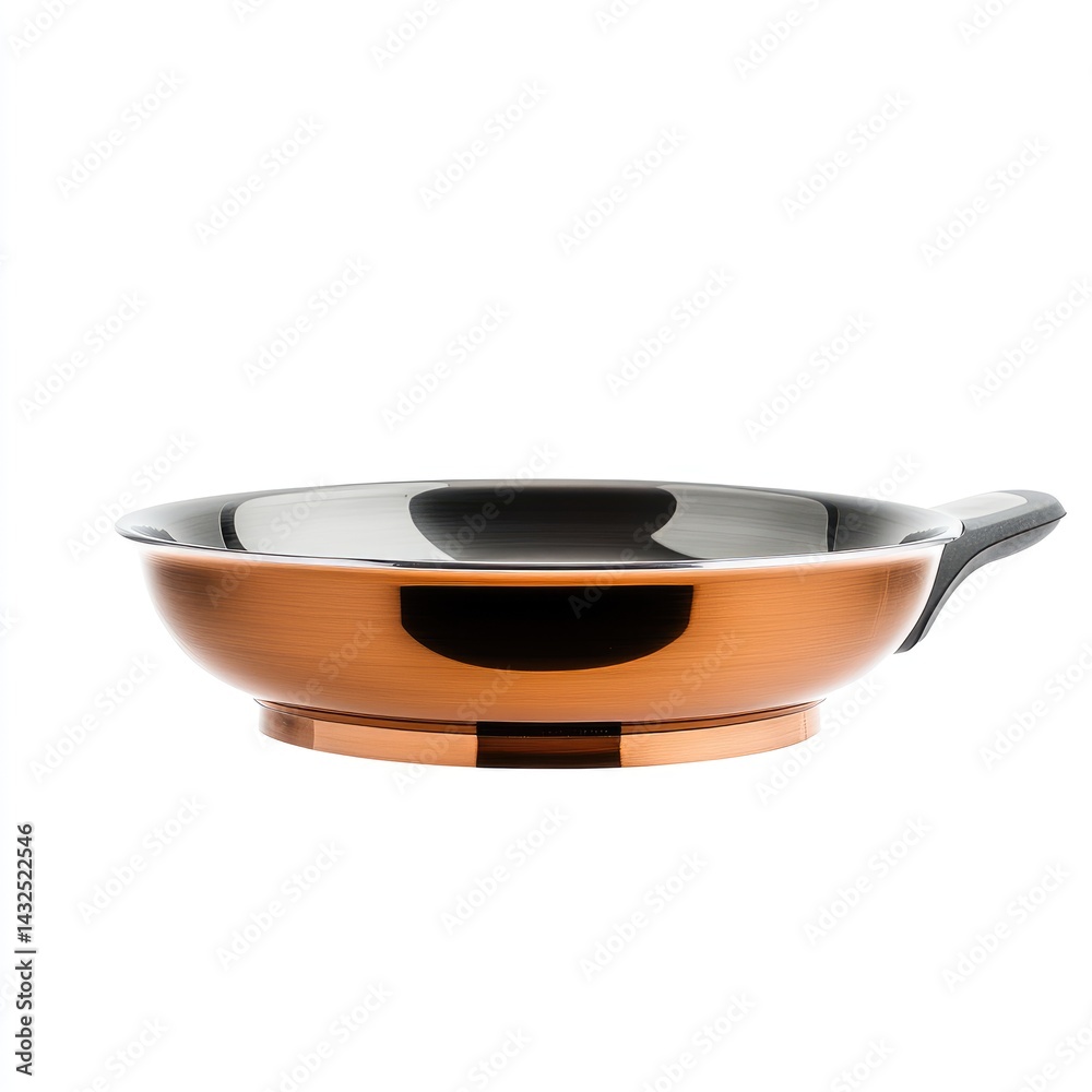 Copper-colored frying pan, studio shot Copper-colored frying pan, studio shot