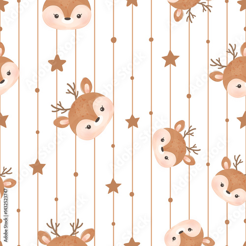 Cute and funny baby animal seamless patterns and wallpaper