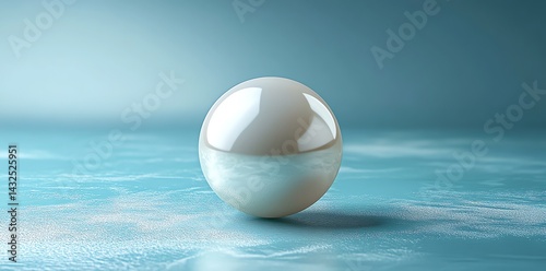 Serene Pearl Sphere: Minimalist Blue Reflection