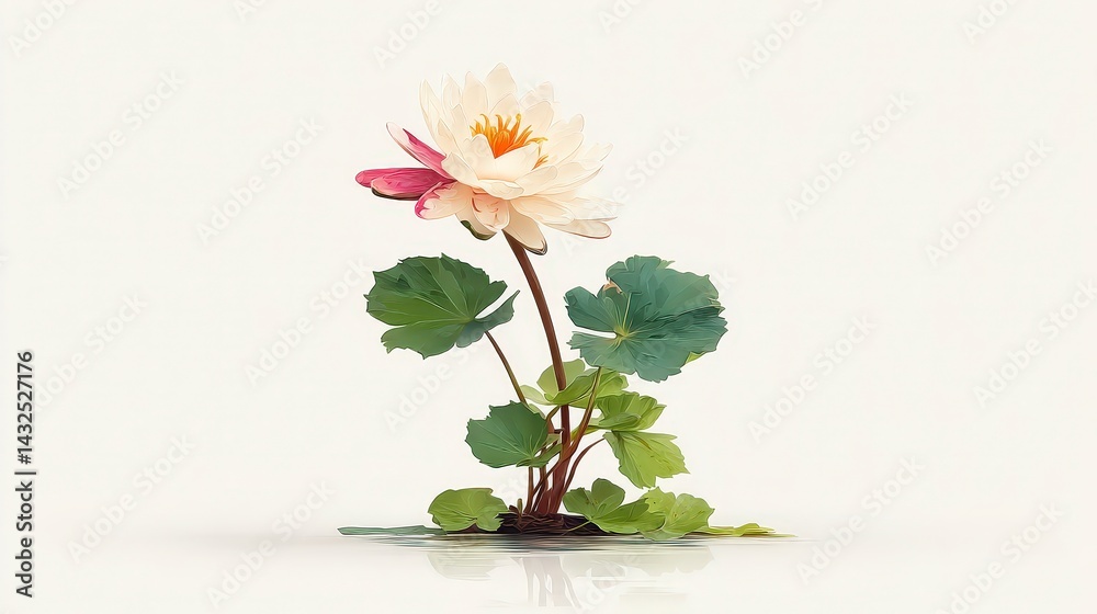 Fototapeta premium Elegant Water Lily Bloom Aquatic Plant Botanical Illustration Nature Photography