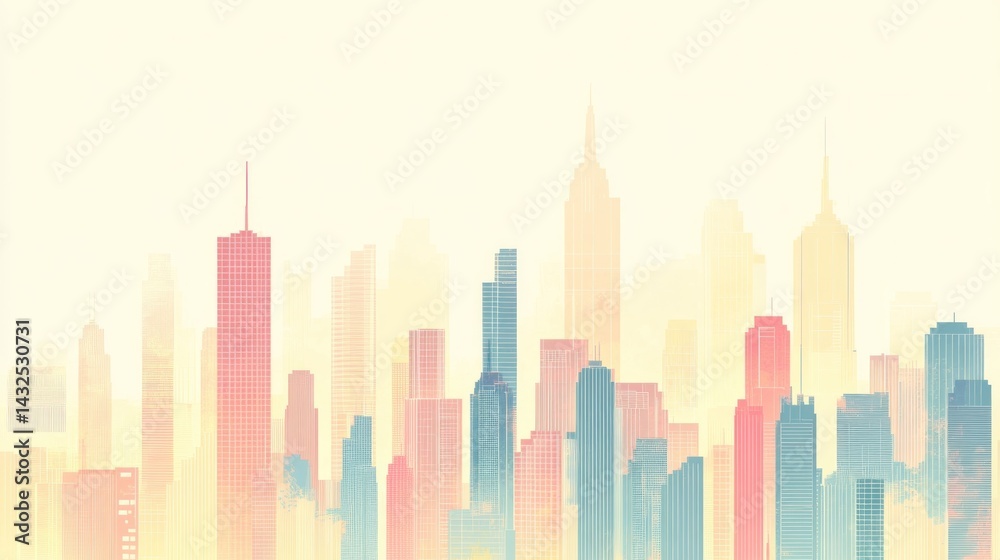 Obraz premium Pastel cityscape