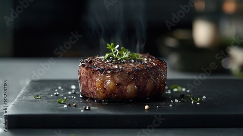 Perfectly seared steak, ready to devour