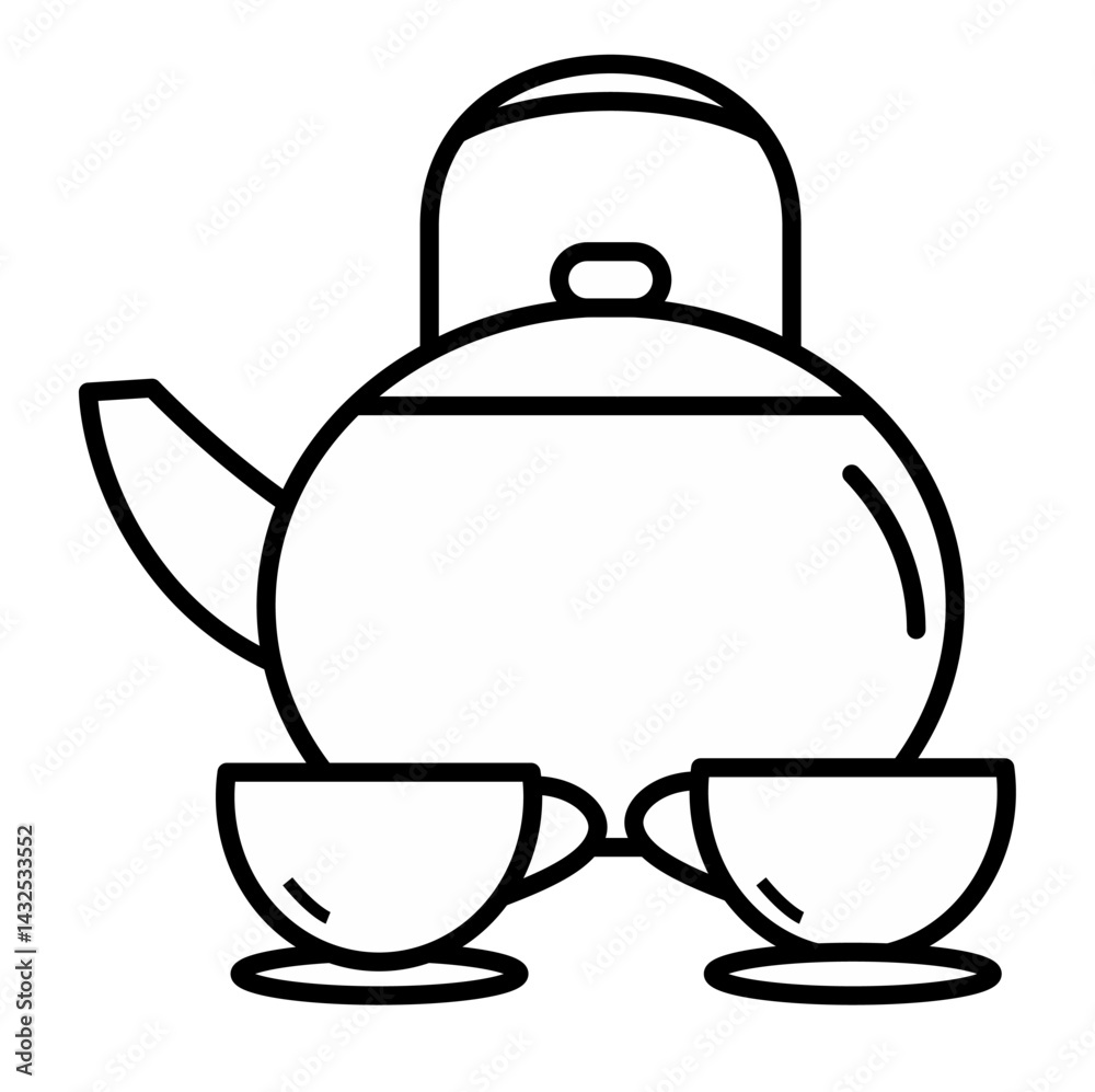 Obraz premium Drink Tea vector illustration editable stroke 