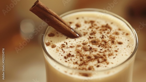 Classic Eggnog with Nutmeg and Cinnamon Stick