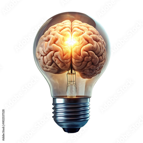 Bright Ideas: Human Brain Inside Light Bulb - Innovation and Creativity Concept