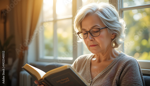 senior woman reading a book