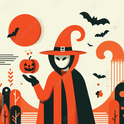 vector image of people wearing halloween costumes
