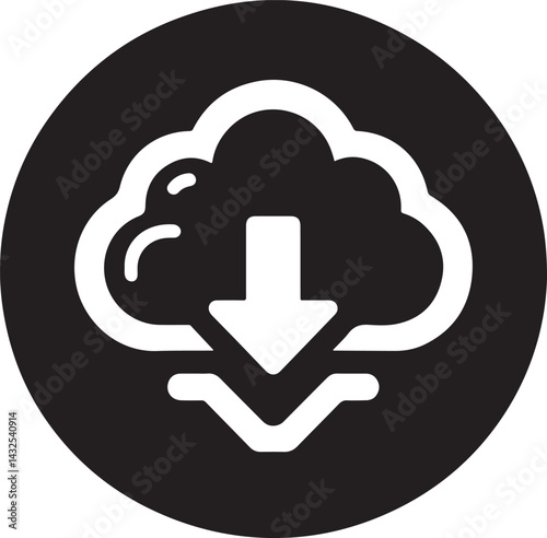'Download-cloud' logo silhouette, vector image 1 
