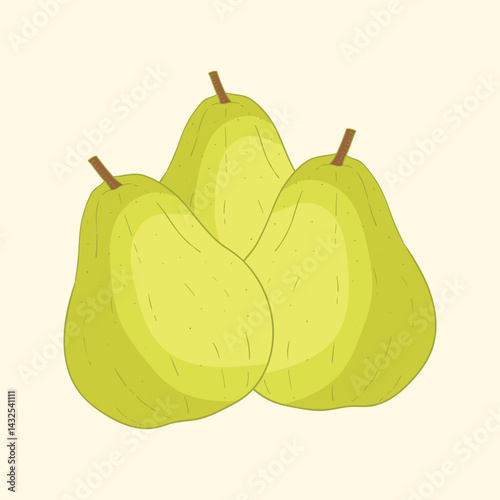Pears fruit flat design cartoon icon illustration