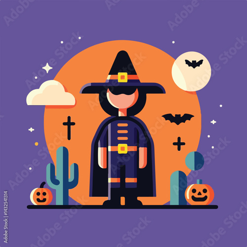 vector image of people wearing halloween costumes