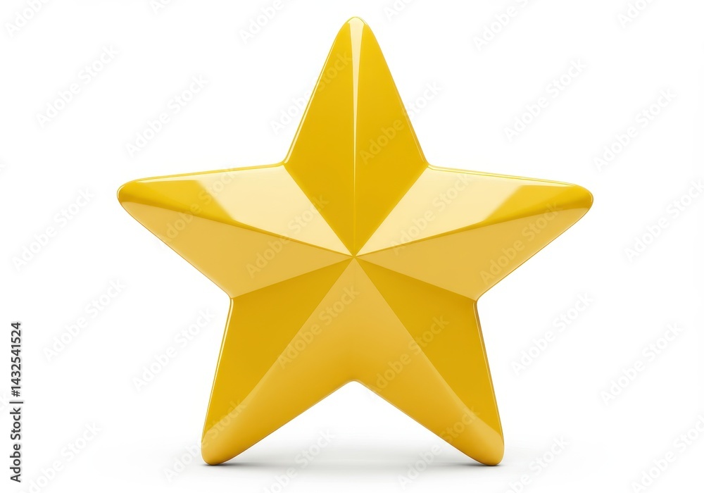 Obraz premium A shiny golden star with five points isolated on a plain white background in a studio setting