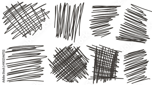 Abstract Hand-Drawn Scribbles in Grayscale Grid Pattern with Expressive Strokes
