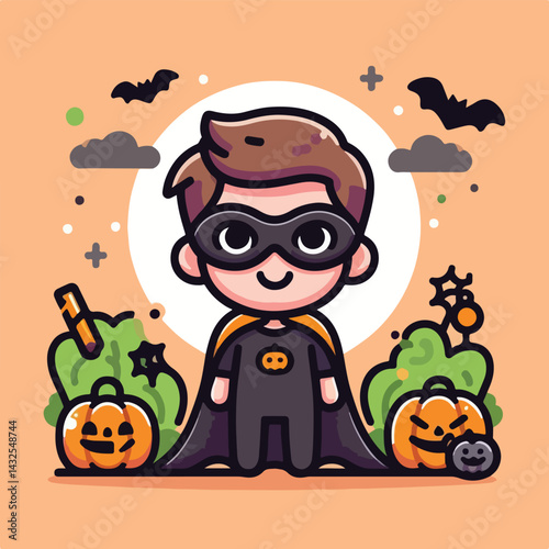 vector image of people wearing halloween costumes