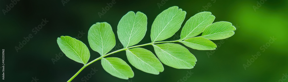 Obraz premium close up of green leaf showcasing its vibrant color and intricate details, evoking sense of nature beauty