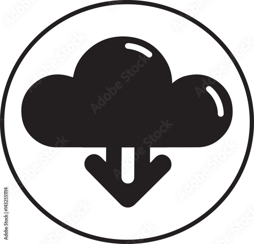'Download-cloud' logo silhouette, vector image 2