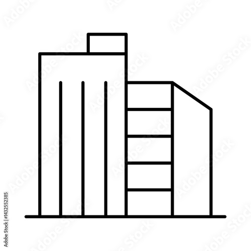 Buildings Line Editable Stroke Icon. Real Estate, City, Cityscape, House, Home, Apartment, Condominium, Hotel, Mall,  Town, Architecture Buildings Icons Vector Illustration